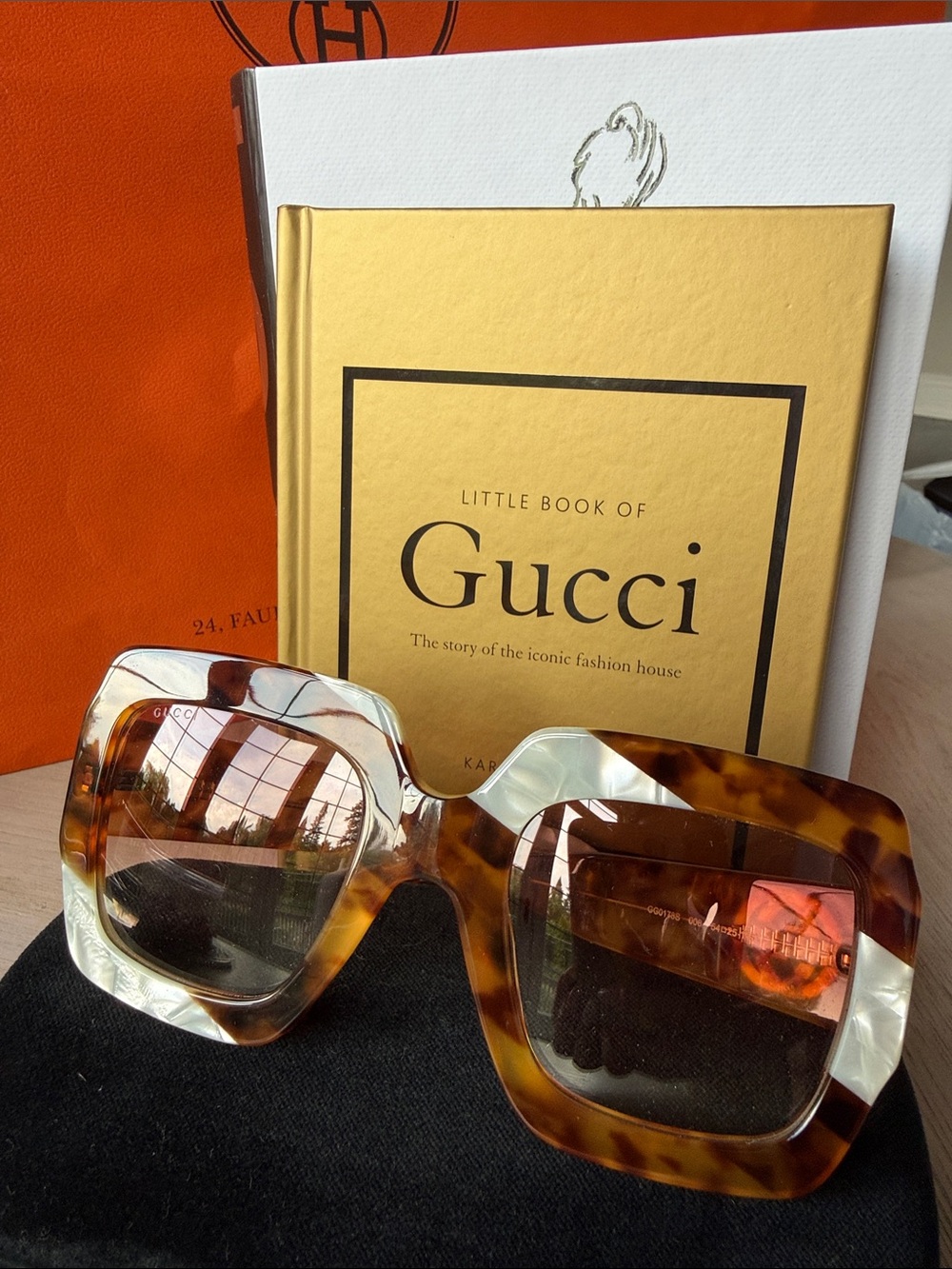 Gucci Oversized Square Sunglasses Tortoiseshell Brown New Full Set Authentic